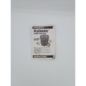 Vintage Presto FryDaddy Electric‎ Deep Fryer Instruction Manual 1989